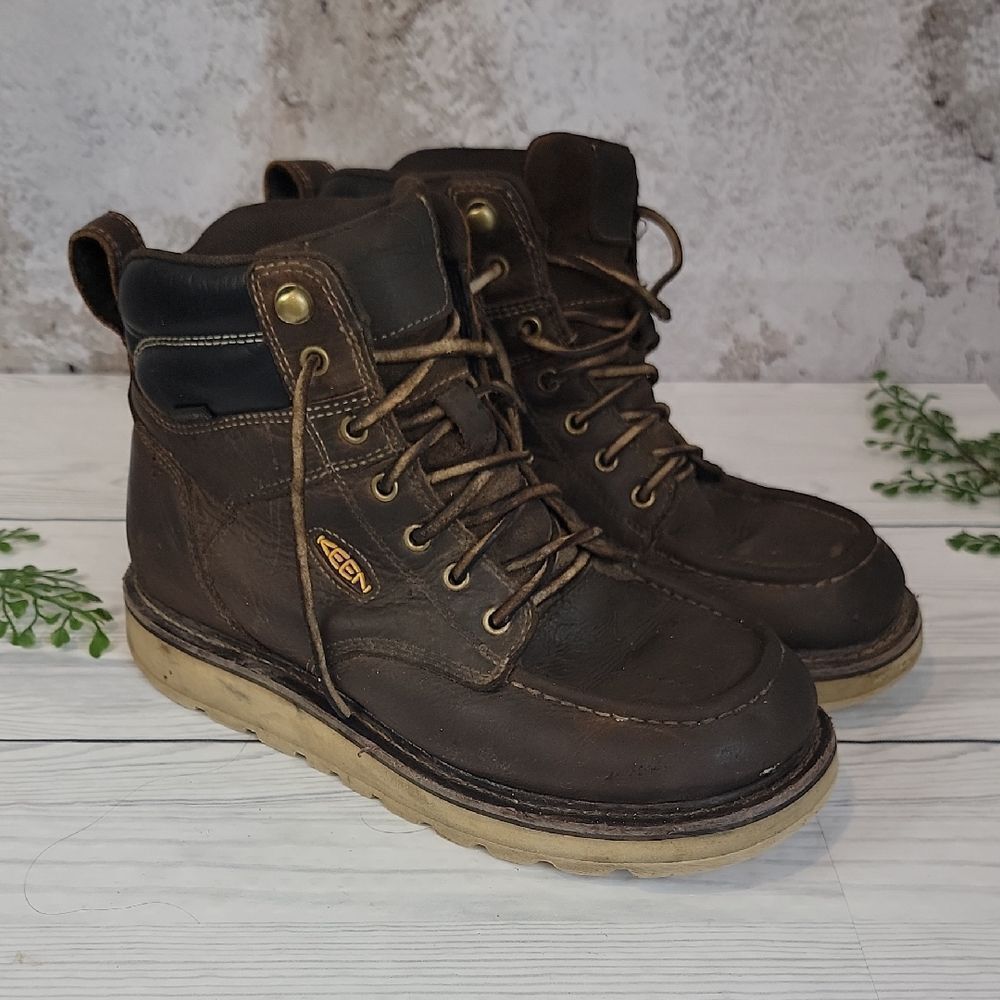 Keen Cincinnati Waterproof Work Boots Brown Leather Mens Size 9 ( EU 42 )